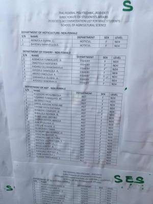 Fed Poly, Ado-Ekiti accommodation list, 2020/2021