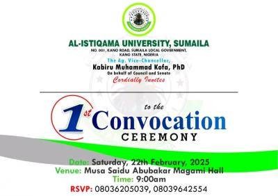 Al-Istiqama University announces 1st convocation Ceremony