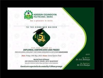 Adeseun Ogundoyin Poly 5th convocation ceremony