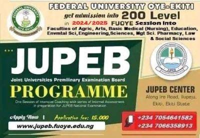 FUOYE JUPEB Programme Admission for the 2024/2025 session